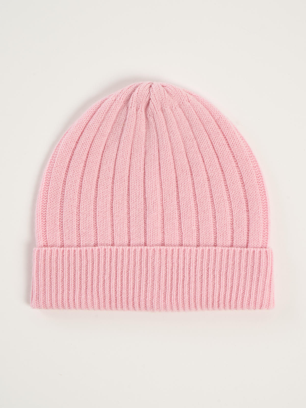 Bonnet côtelé pour enfant, en cachemire rose  – vue de dessus