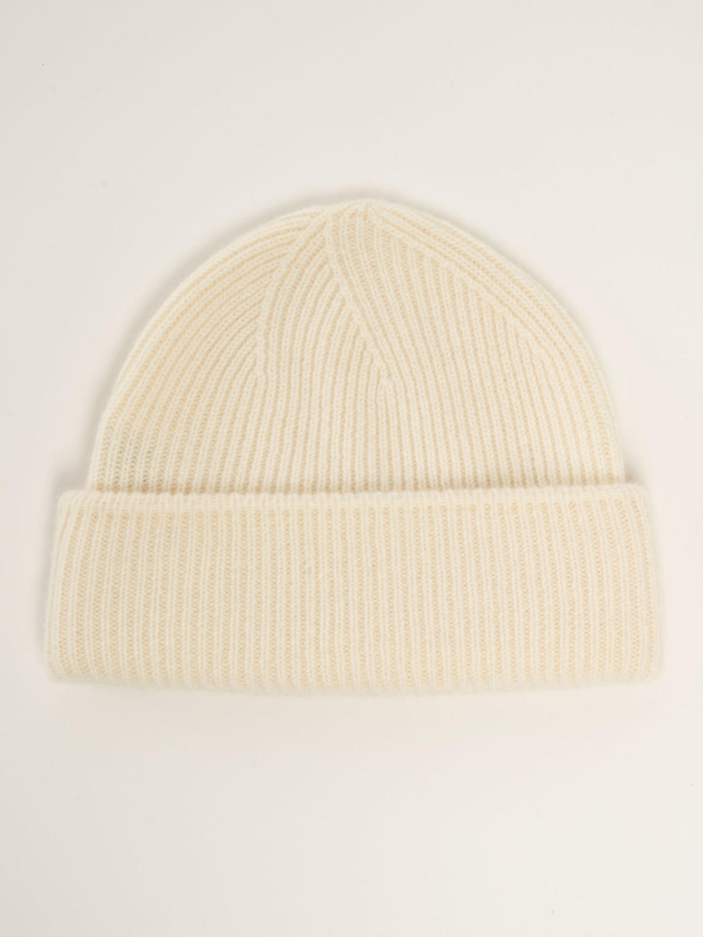 Bonnet côtelé mixte, en cachemire blanc  – vue de dessus