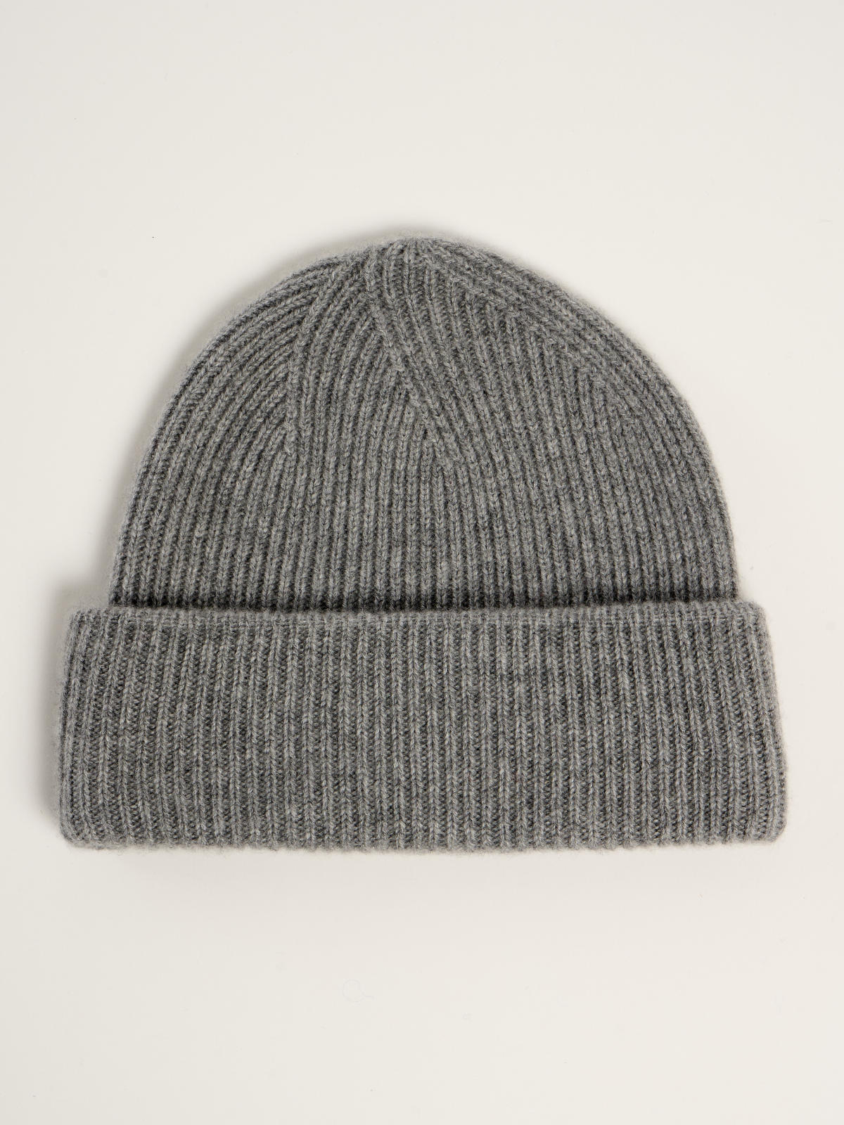 Bonnet côtelé mixte, en cachemire gris clair  – vue de dessus