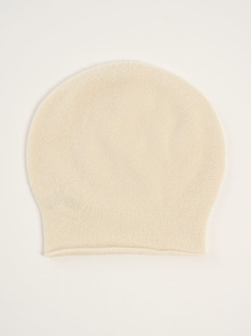 Bonnet steppes mixte, en cachemire blanc  – vue de dessus