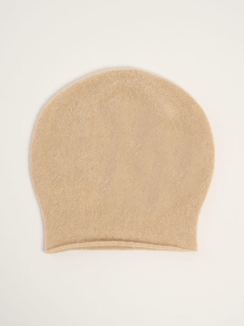 Bonnet steppes mixte, en cachemire crème  – vue de dessus