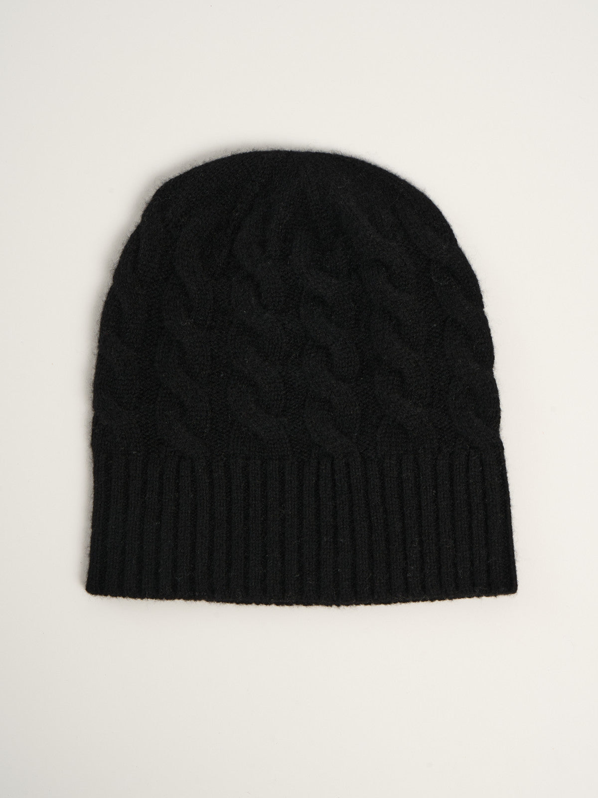 Bonnet torsadé mixte, en cachemire noir  – vue de dessus