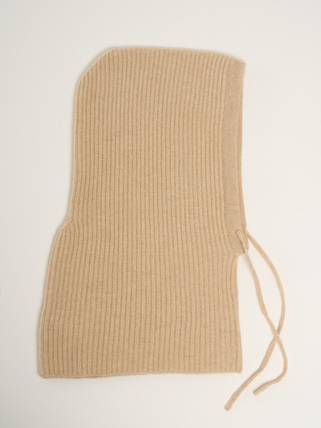 Cagoule côtelée mixte, en cachemire beige  – vue de dessus