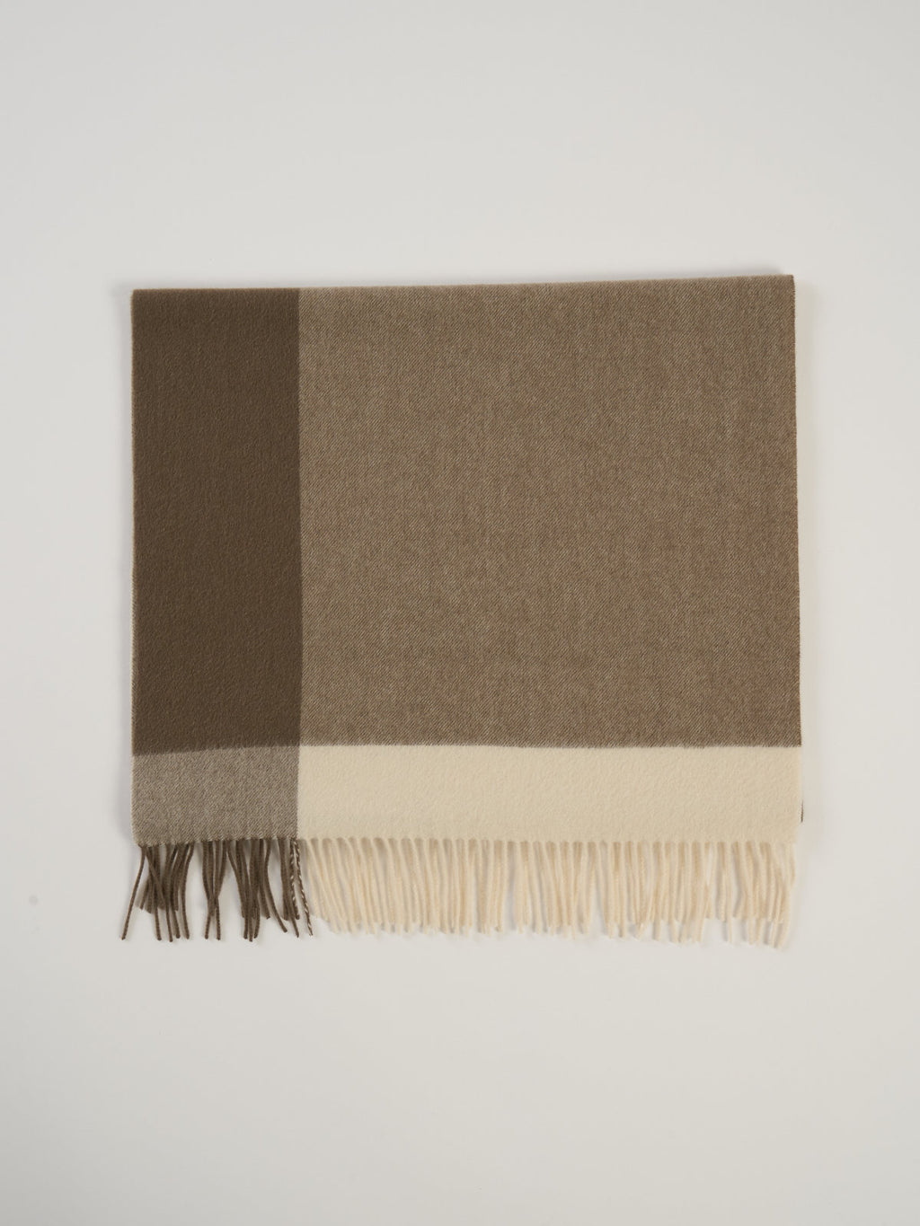 Echarpe bicolore mixte, en cachemire beige marron  – vue de dessus
