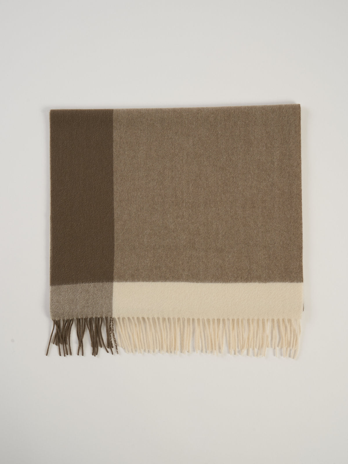 Echarpe bicolore mixte, en cachemire beige marron  – vue de dessus