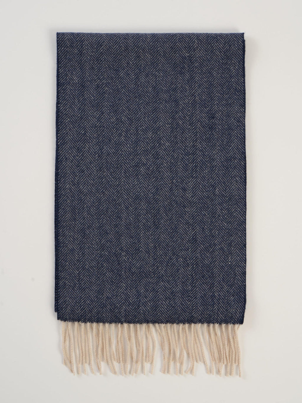 Echarpe chevrons mixte, en cachemire bleu  – vue de dessus