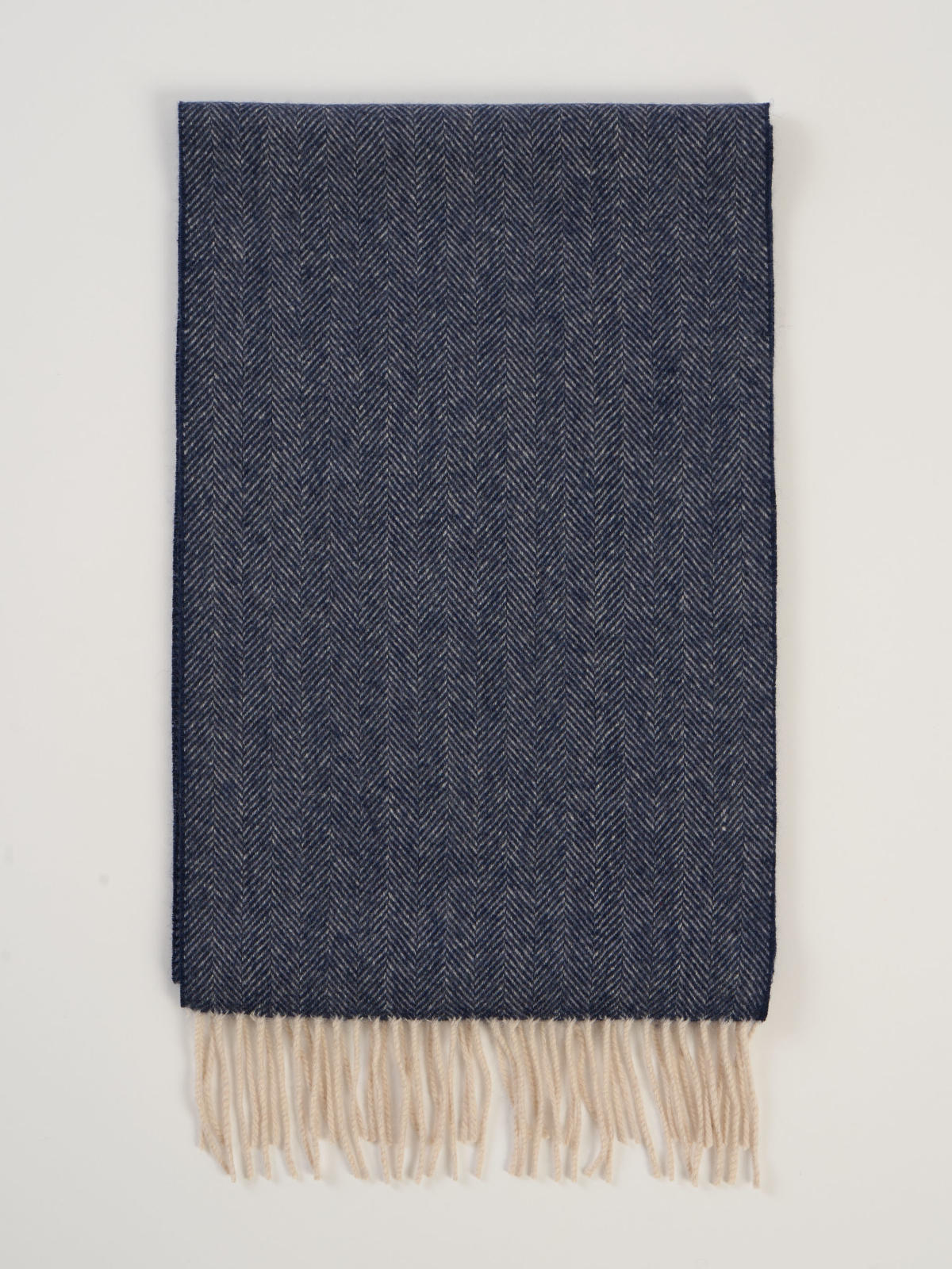 Echarpe chevrons mixte, en cachemire bleu  – vue de dessus