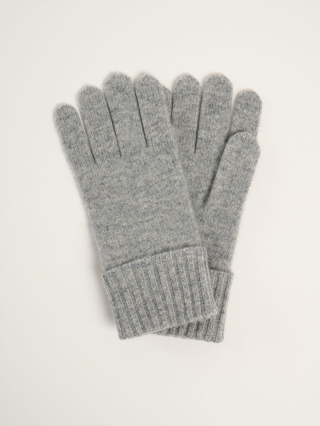 Gants à revers pour femme, en cachemire gris moyen  – vue de dessus
