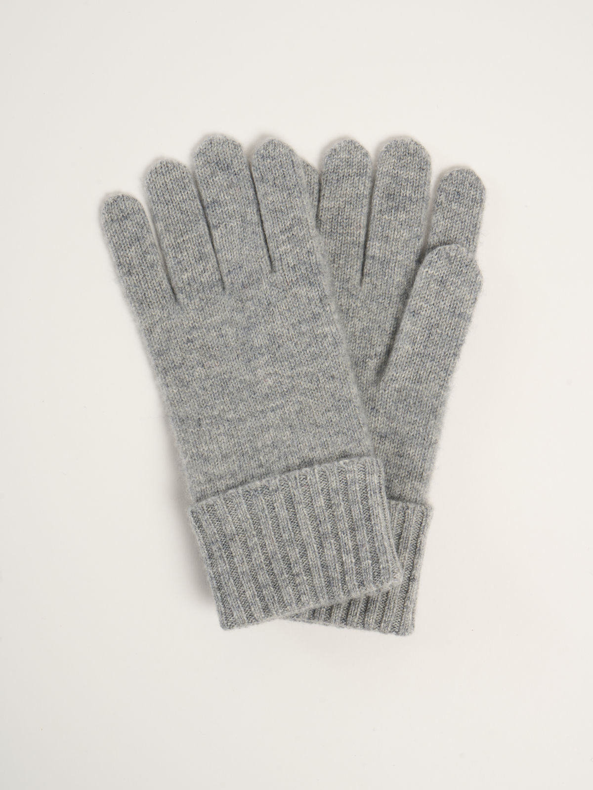 Gants à revers pour femme, en cachemire gris moyen  – vue de dessus