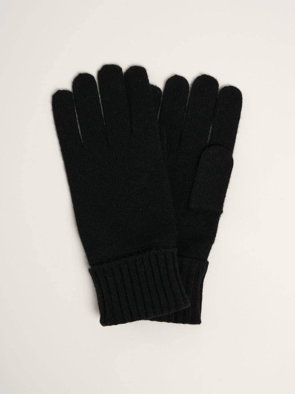 Gants à revers pour femme, en cachemire noir  – vue de dessus