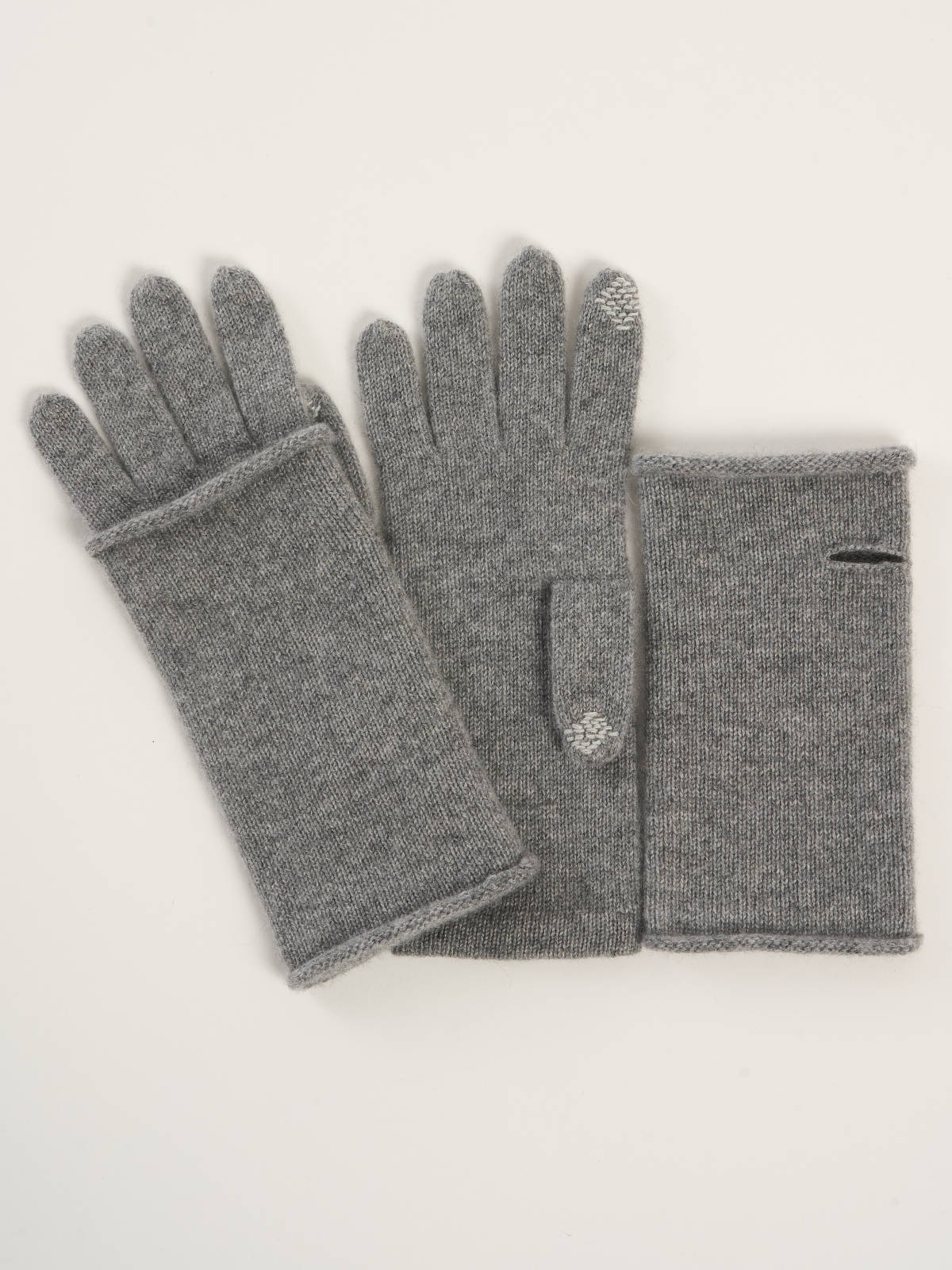Gants mitaines pour femme, en cachemire gris  – vue de dessus