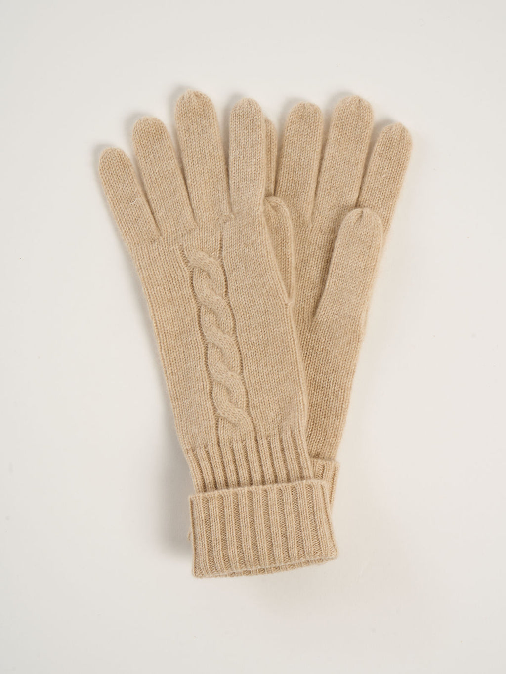 Gants torsadés pour femme, en cachemire crème  – vue de dessus