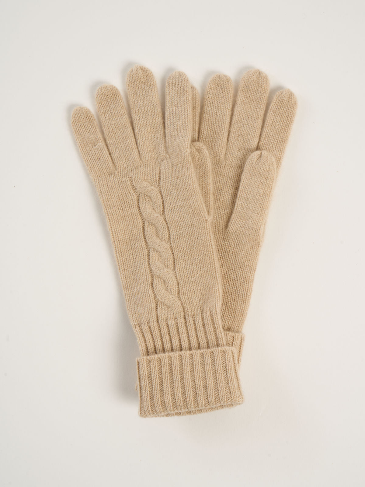 Gants torsadés pour femme, en cachemire crème  – vue de dessus