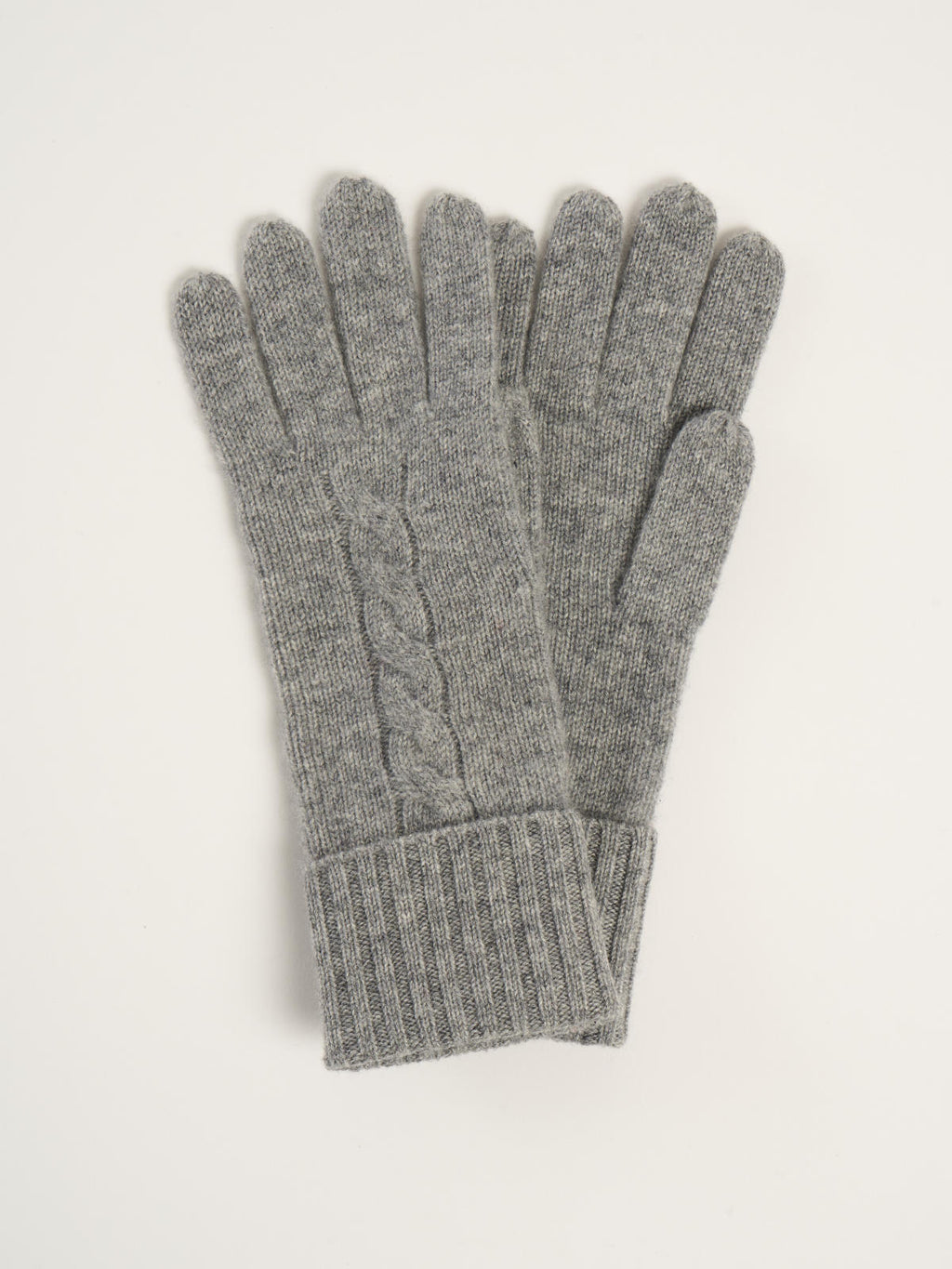 Gants torsadés pour femme, en cachemire gris moyen  – vue de dessus