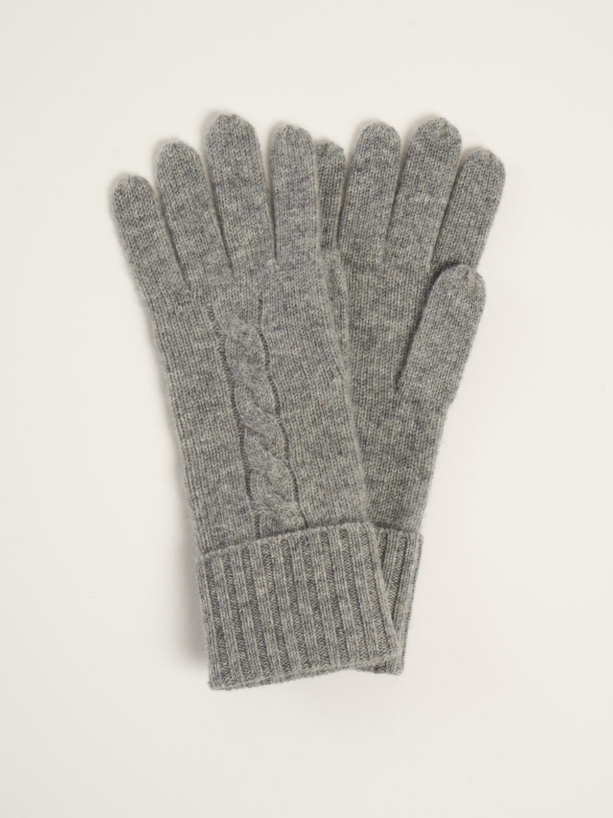 Gants torsadés pour femme, en cachemire gris moyen  – vue de dessus
