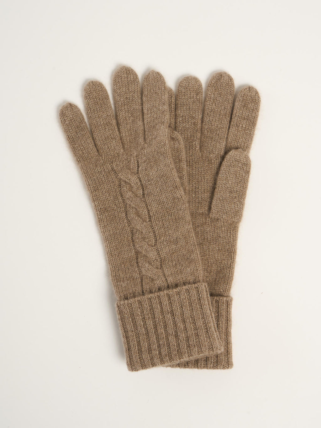 Gants torsadés pour femme, en cachemire marron  – vue de dessus