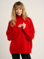 Pull oversize col montant - Rouge